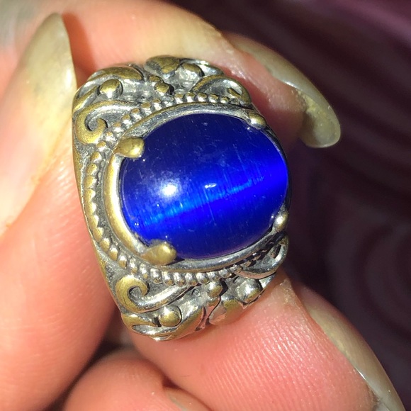 vintage Other - Vintage Blue Cat Eye sterling silver ring